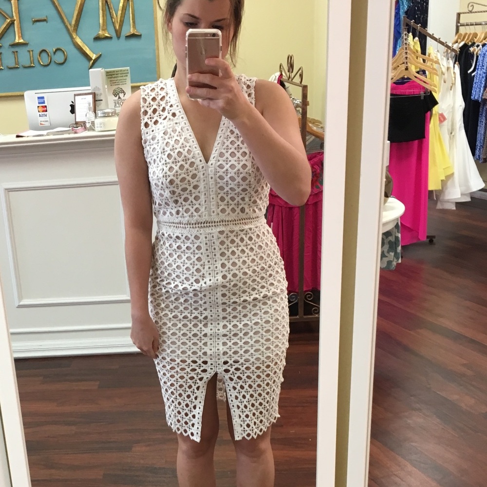 Midi white eyelet dress